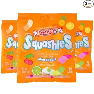 Mega Sale: Smarties Squashies Sweet Fruity Candy 5 oz Bags Raspberry & Cream or Mixed Fruit 3 6 or 12 Pack Options Squishy Gummy Sour Snack - TikTok Viral ASMR Sweet Bonbon