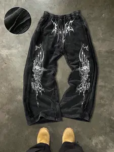 Men's Casual Loose Cotton Sport Pants, Trendy Floral Vintage Print, Drawstring Waist, All Seasons, Street Style, Ideal Gift