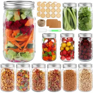 32 oz Wide Mouth Mason Jar with Sealing Lid and Strap, 12 Quart Size Canning Food Jar, Transparent Glass Mason Jar for Canning Food, Pickling, Preserving, Meal Prep, DIY Projects