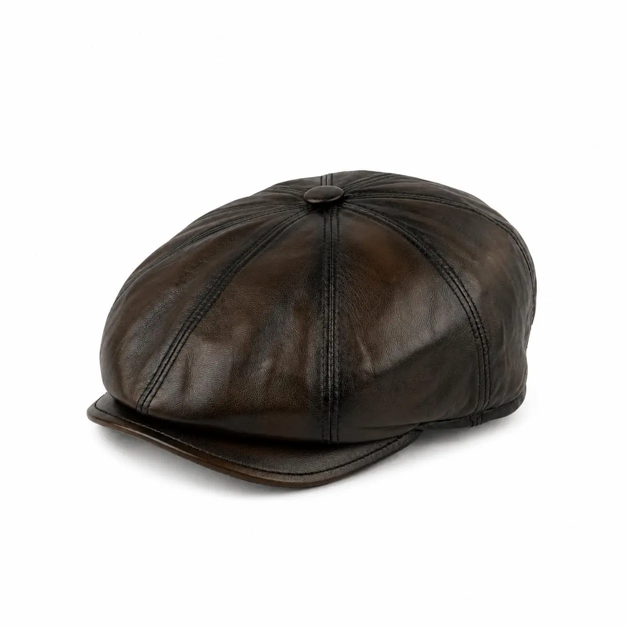 Men’s Genuine Lambskin Leather Newsboy Cap - Warm & Breathable, Soft, Fitted Vintage Flat Gatsby Ivy Cabbie Hat, Handmade for Business, Anniversary, Casual Wear