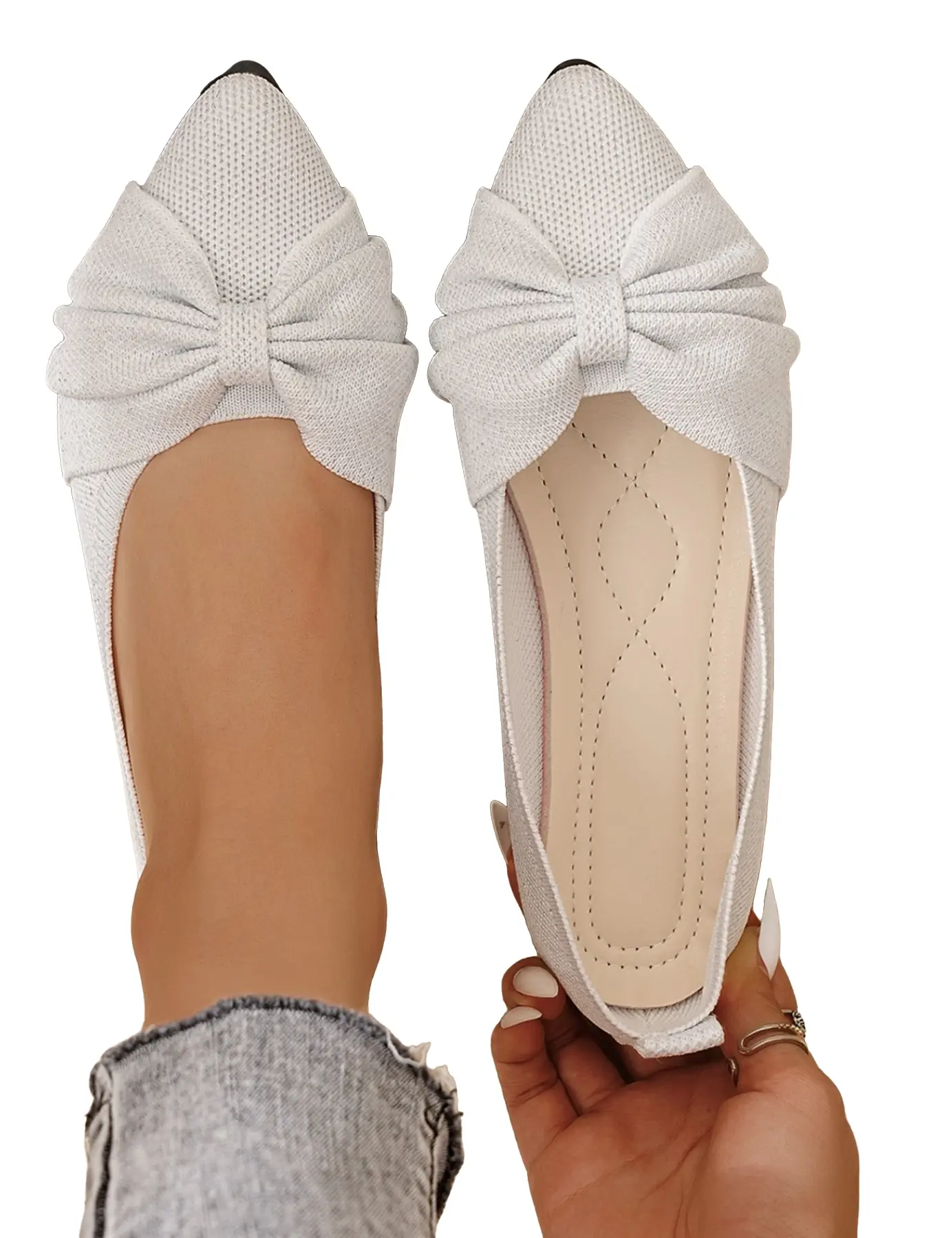 Women's Elegant Bowknot Design Ballet Flats, Casual Comfortable Flat Shoes for Daily Wear, Lightweight Breathable Shoes for All Seasons Footwear