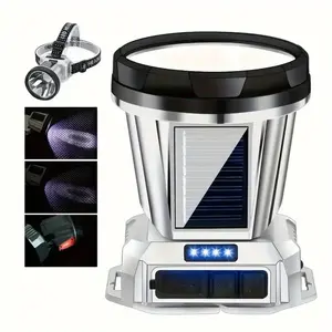Solar-Powered Headlamp Rechargeable Long-Lasting Fishing Hat Light Mining Lamp Outdoor Work Flashlight for Hiking Camping Self-Protection Teaching Search Daily Carry Night Riding Cave Exploration Night Fishing Patrol