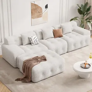 【2 Packages shipping】113" Modern Boneless Couches for Living Room, L Shaped Cloud Couch Sectional, Chenille Convertible Modular Sofa Set, No Assembly Required