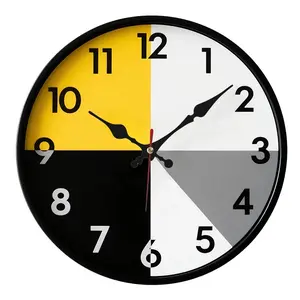 Modern Round Wooden Design with Bold Yellow & Black Home Decor for Living Room, Kitchen, Bedroom Contemporary Numeral Style, Clean Aesthetic Design