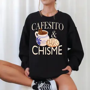 Cafesito & Chisme Colors Shirt, Latina Mom Outfit, Mexican Concha Vintage Style Clothing, Funny Spanish Sweatshirt, Best Friend Tee