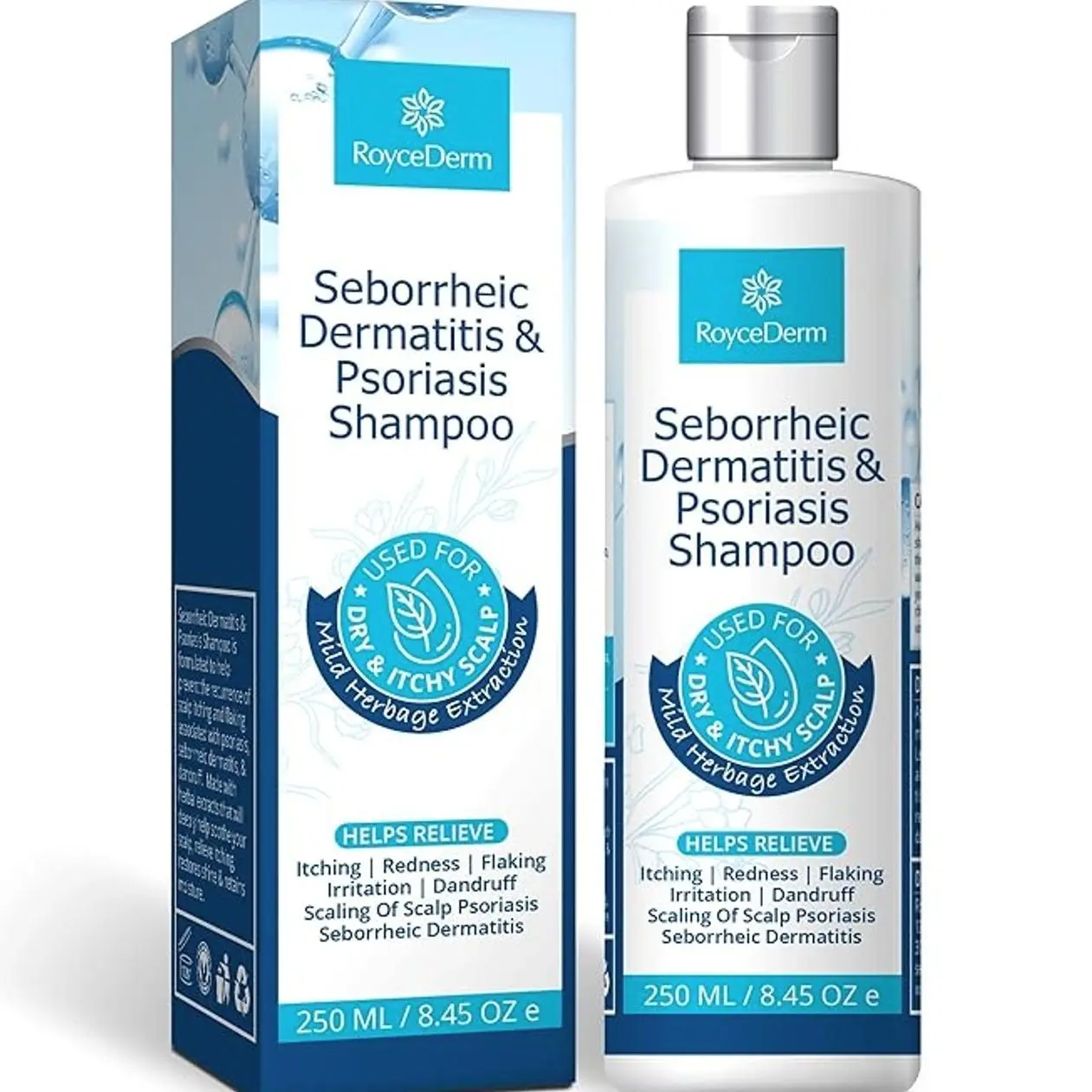 Roycederm Psoriasis Shampoo, Seborrheic Dermatitis Shampoo, Folliculitis Shampoo, Dandruff Shampoo, Scalp Psoriasis & Seborrheic Dermatitis Treatment, Dry Itchy Scalp Treatment