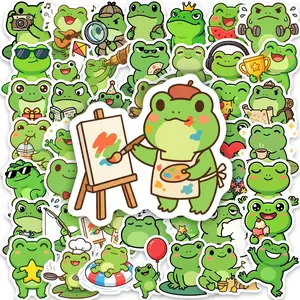 50pcs Cute Cartoon Frog Stickers Series, Suitable for Scrapbooks, Diaries, Laptops, Water Bottles, Cars, Etc. A Gift with A Positive Message and Based on Faith.