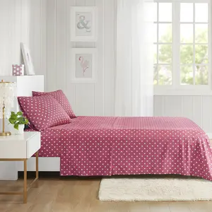 REGENCY HEIGHTS Pink Polka Dot Printed Cotton Sheet Set for Bedrooms - OEKO-TEX Certified & Percale Fabric - Bright & Soft Colors