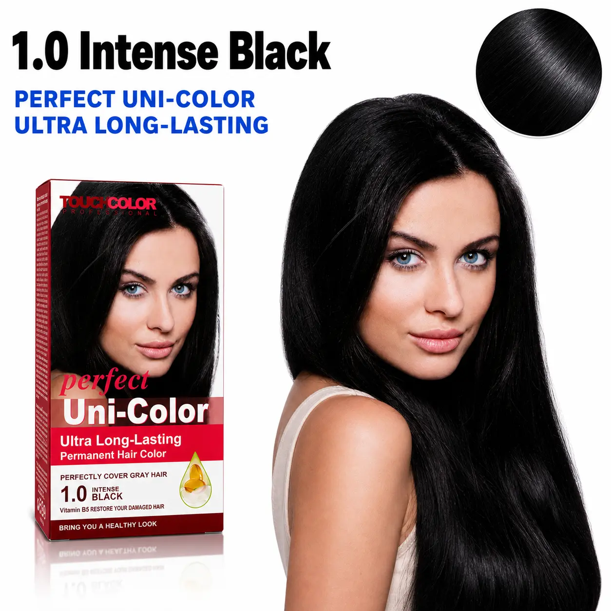 SOFTSUB Uni-Color Permanent Jet Black Hair Dye (1.0), Haircare Product for Daily At-Home Use (1 Box)