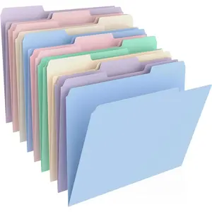 Manilla Folders 8.5 x 11 Inch, 1/3Cut Tab Colored File Folders Letter Size, Plastic Folders Aesthetic, School Business Office Manila Folders for Documents Paper