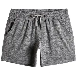 5.5 Inch Workout Stretch Shorts - Zipper Pocket Summer Gray Spandex Mesh Pockets Elastic Waistband Drawcord  Fitness Gear