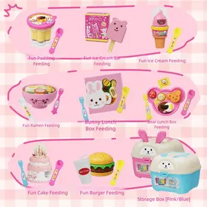 Little BearShape Pudding Feeding Set Simulation Model Early Education Lunch Box Pudding Toy Pretend Play Kawaii Play House Toys