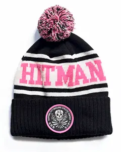 Bret Hart Hitman Black Pom Pom Beanie