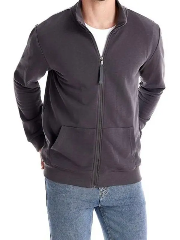 Men's Full Zip Track Jacket, Stand Collar Long Sleeve Casual Athletic Jacket with Front Pockets, Slim Fit Zip Up Top for Golf Gym Travel Work Streetwear Daily Wear, Fall Spring Layering, Weekend Outdoor and Trendy Men's Casual Sportswear