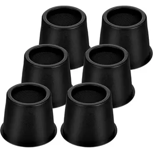 6 Pack Black Bed Risers 4 Inch Heavy Duty, Round Furniture Risers for Bed Desk  Table Sofa Couch, Support up to 3300 Lbs