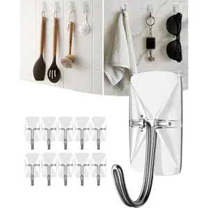 Wire Toggle Hooks with Adhesive Strips: 25 Pack Small Clear  Free Hanging Hook -  Sticky Utility Removable Mini Wall Hooks for Key Dorm Kitchen  Office Christmas Decor