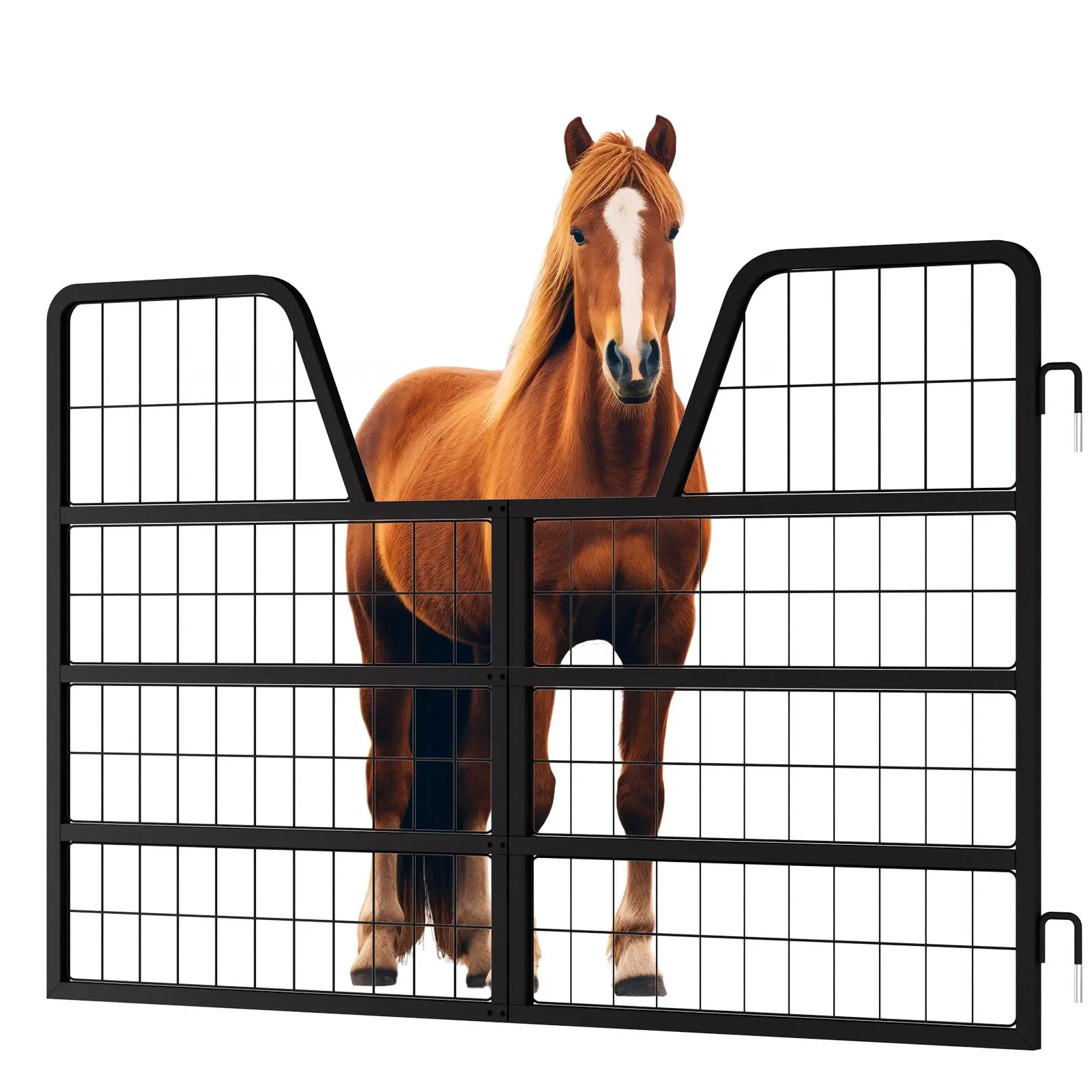 Titan Horse Stall Gates | Heavy-Duty Welded Wire Steel Construction | Rust-Resistant Finish | Ideal for Barn, Farm & Equestrian Stables | Feed Yoke Gate - 48" Wide | Black Armor Finish