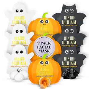 Facial Mask Sheet Bundle - Pumpkin, Ghost, Bat - Halloween Character Mask Bundle - Face Masks  Skin Care - Moisturizing Sheet Face Masks - Skincare Pack  Women - Spa Beauty Masks