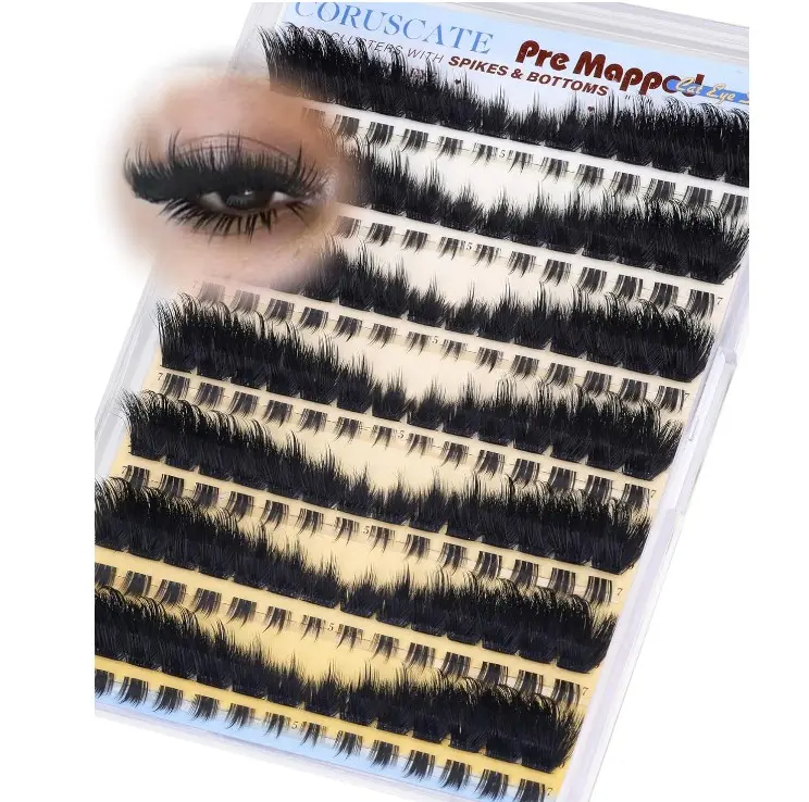 CORUSCATE Lash Clusters Dramatic Cluster Eyelash Extensions Spikes Lashes Cluster with Bottom Lashes Mink Strip Individual Lashes Mega Spikes Full Eyelash Clusters Pre Mapped Cat Eye Lash Extension