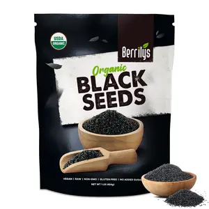 Berrilys Organic Black Cumin Seeds USDA Certified Nigella Sativa Kalonji 16oz Resealable Bag for Baking Seasoning Cooking Versatile Spice Flavor