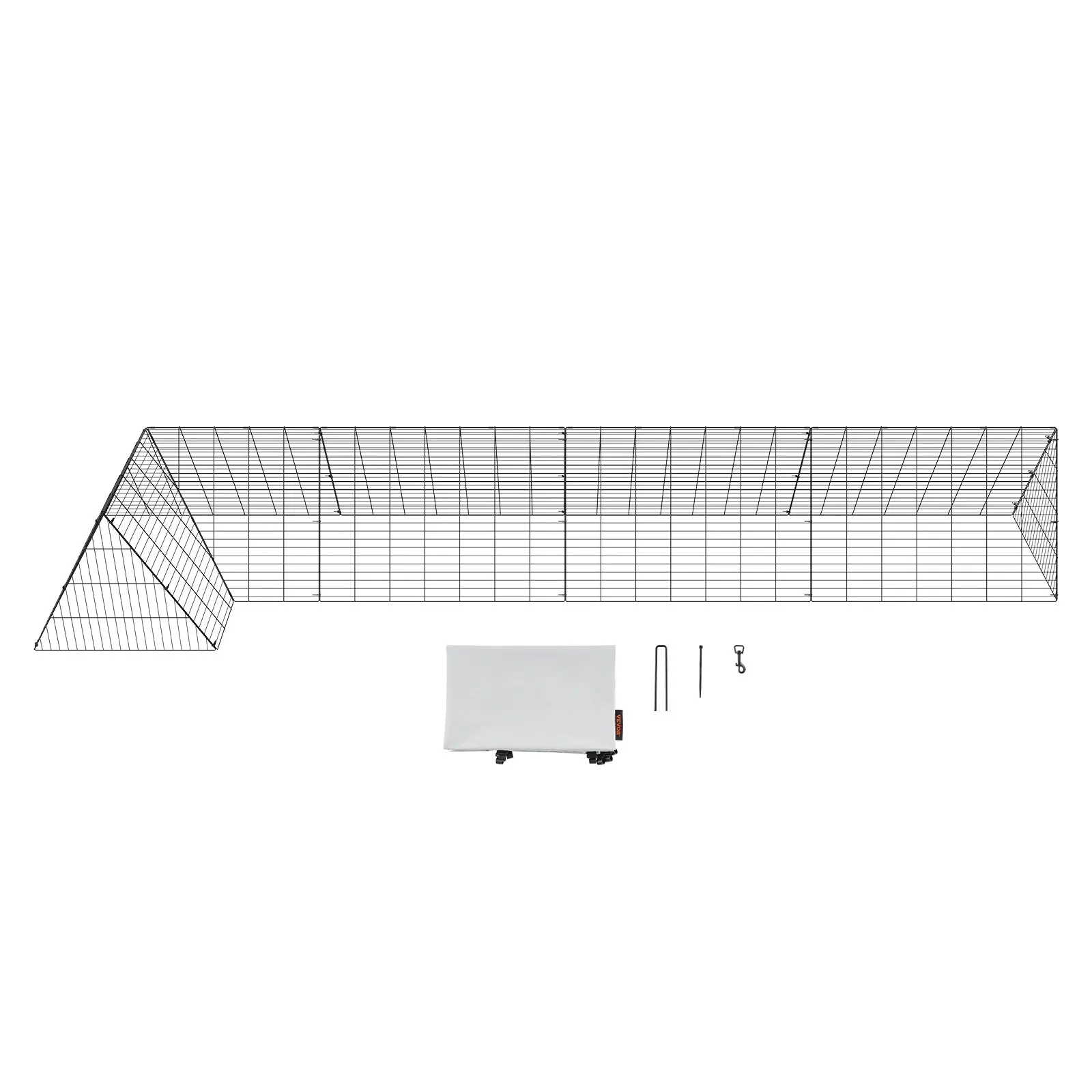 VEVOR Collapsible Q195 Steel Chicken Coop Run Tunnel, 157.5x39.4x24.2 in with Lock, 16.6 kg/36.59 lbs, Innovative Corner Frame, Waterproof Cloths, Zip Ties, Portable Outdoor Enclosure for Chicken, Duck