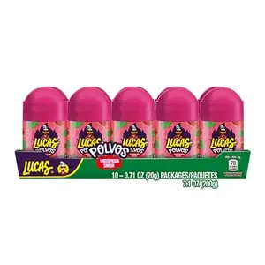 Lucas Powder Watermelon Flavored Candy, 0.71oz - 10 Pieces Pack for Treats, Fruit, Parties, Piñatas