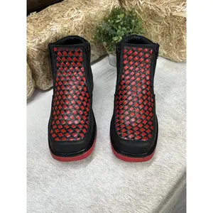Men Shoes Artesanal checkers Red Italy