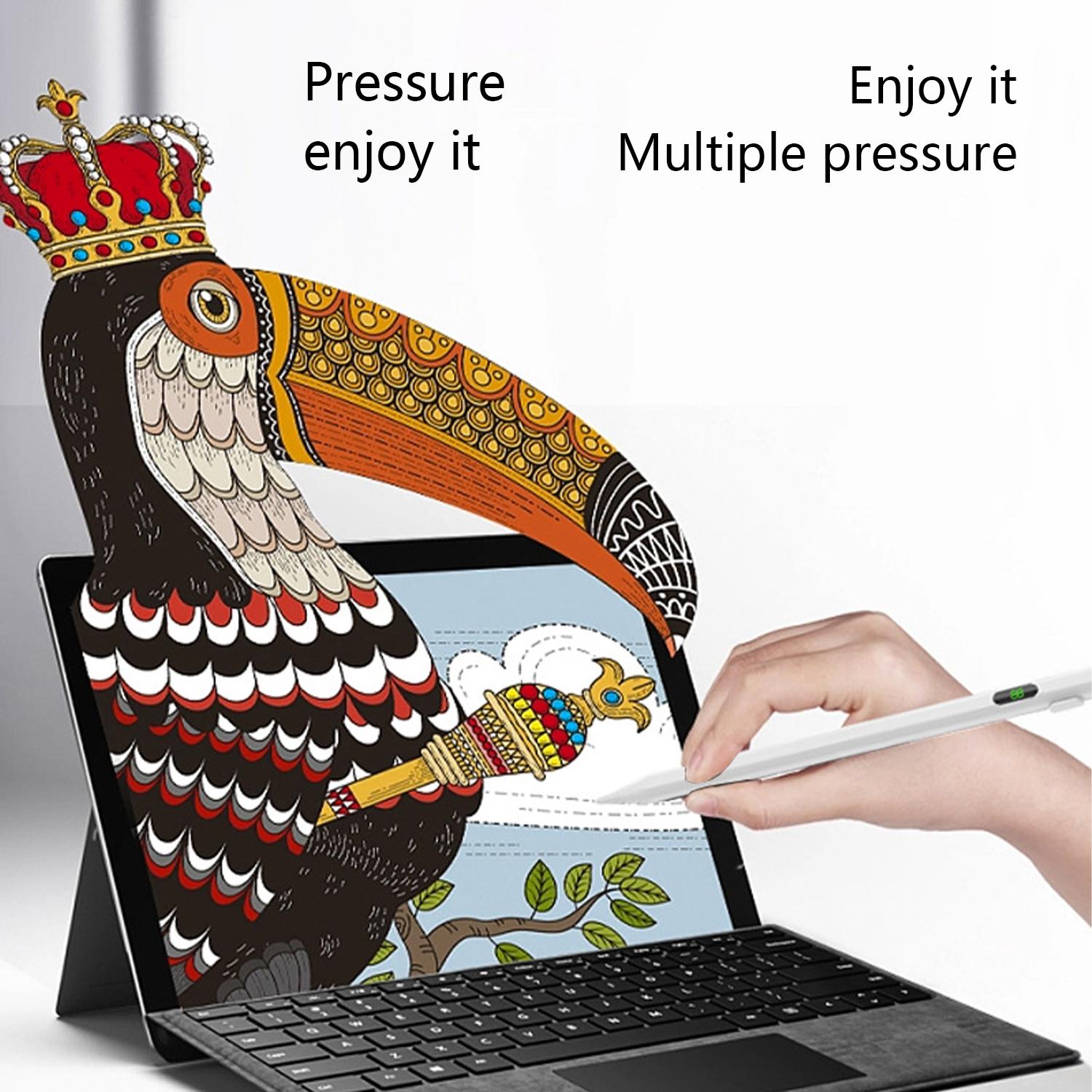 Stylus Pen for iPad 2018-2025, USB-C Fast Charging Pencil with LED Power Display Tilt Sensitivity for Apple iPad A16/11/10/9/8/7/6, Air 7/6/5/4/3/M3/M2, Pro 13"/12.9"/11"/M4, Mini 7/6/5, White