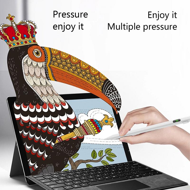 Stylus Pen for iPad 2018-2025, USB-C Fast Charging Pencil with LED Power Display Tilt Sensitivity for Apple iPad A16/11/10/9/8/7/6, Air 7/6/5/4/3/M3/M2, Pro 13"/12.9"/11"/M4, Mini 7/6/5, White