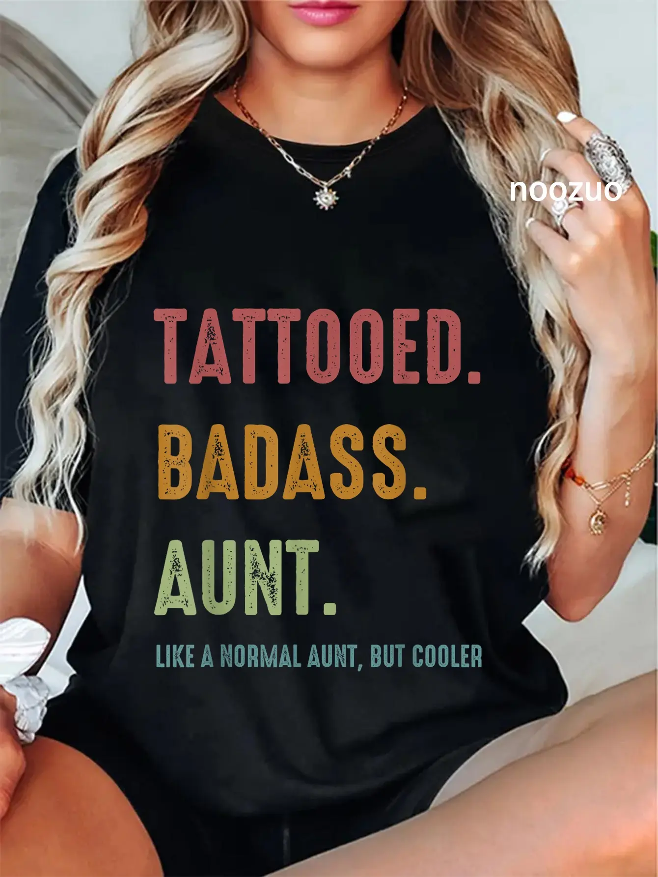 100% Cotton Tattooed Badass Aunt Inked Funny Present For Aunts T-Shirt