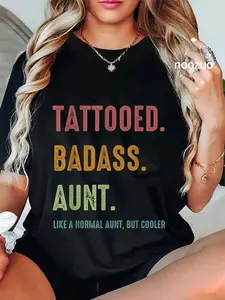 100% Cotton Tattooed Badass Aunt Inked Funny Present For Aunts T-Shirt