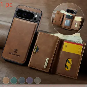 Magnetic Wallet Case for Google Pixel 10/9 Pro Xl and Pixel 8 Pro, Rfid Protected, Six Card Slots, Detachable Wireless Charging Stand