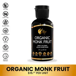 Coco March N.M.D Organic Monk Fruit Liquid Sweetener 2 fl oz Zero Calories Keto Friendly Vegan Gluten-Free Natural Sweetener for Wellness Nutrition - Carb