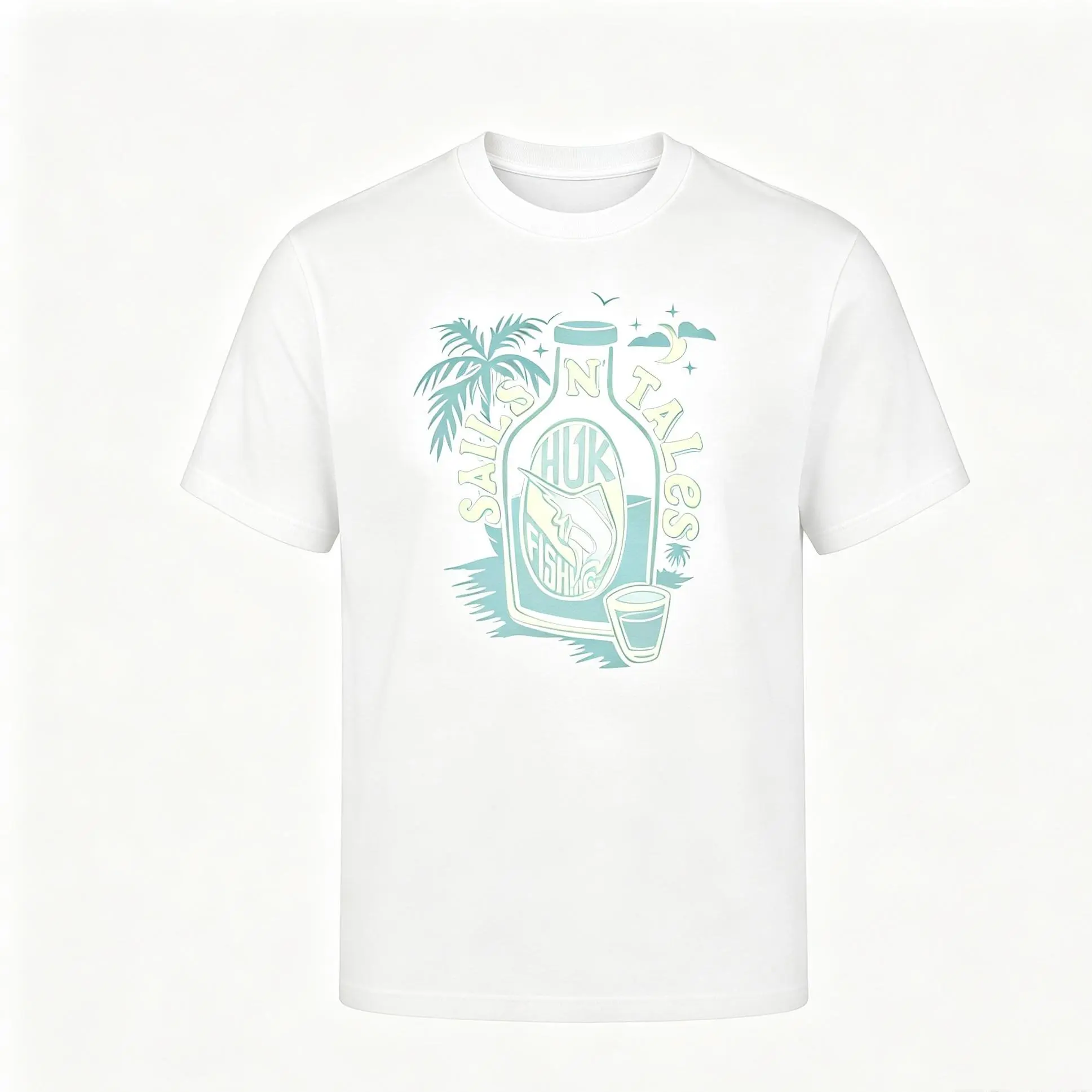 Sails N Tales Graphic T-Shirt | Men’s White Short Sleeve Coastal Casual Tee
