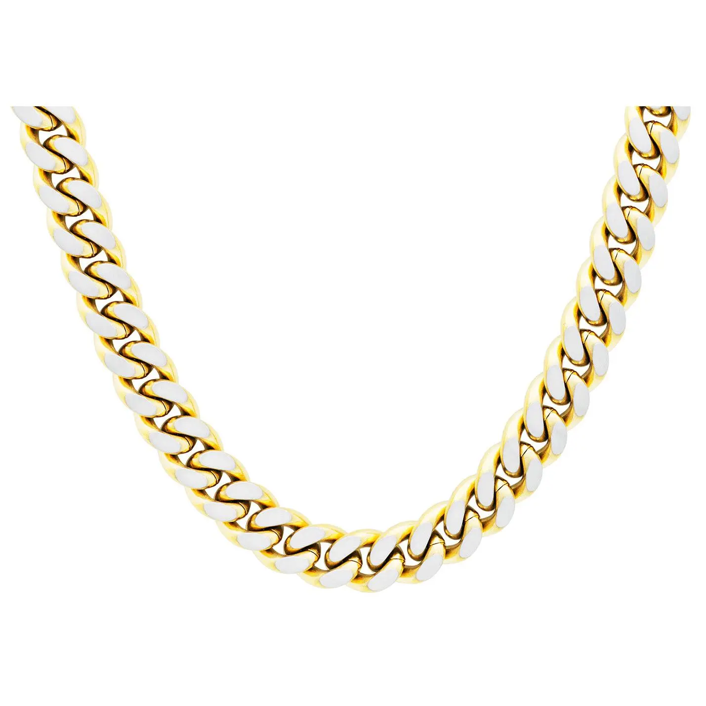 Mens Two Toned Matt Black Stainless Steel Cuban Link 24" Chain Necklace