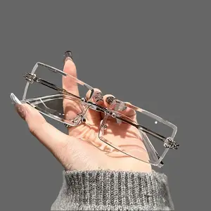 Women’s Classic Rimless Square Glasses – Lightweight, Portable, Non-Prescription; Suitable for All Face Shapes; Ideal for Everyday Wear and Gifting; Fashionable Modern Design, Comfortable and Trendy Accessory