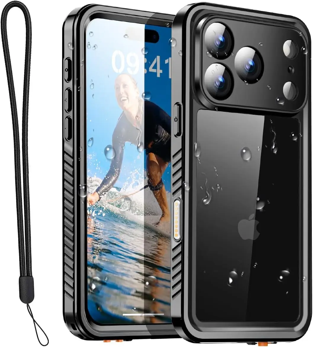 Compatible with iPhone 17 Pro Max Case Waterproof, Clear Water Proof Built-in Screen Protector Shockproof Dustproof Snowproof Full Body Rugged Underwater Phone Case with Lanyard