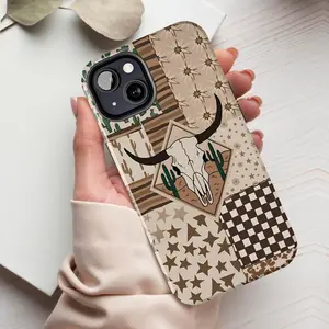 Cowboy Patchwork Phone Case, Western Aesthetic Phone cover, Pastel Phone Case, Gift for Him/ Her, Men/ Women, Birthday - iP Xr, 11, 12, 13, 14, 15, 16, 17, S21, 22, 23, 24, 25 - Tough case, MagSafe, Phone case