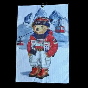 Polo Bear - -  small 16" x 24" Tour Caddy Towel for Golfers, Portable Absorbent Sports Towel for Tour Golf Bag Use Scotty