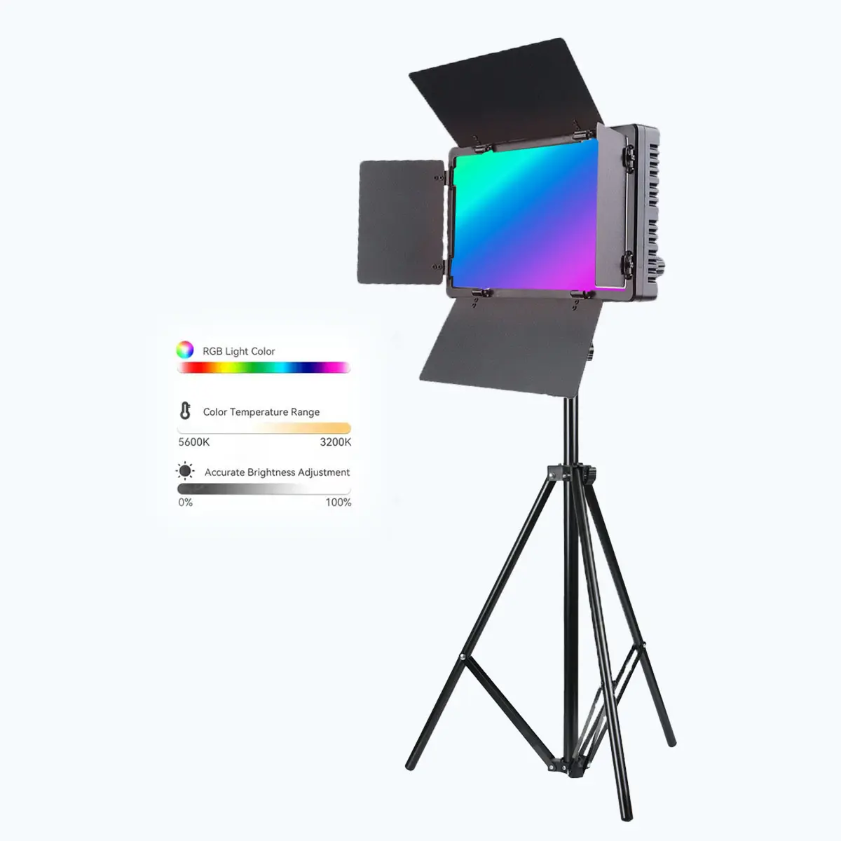 2 in 1 RGB Photo Video Light 50W LED Studio Lamp with Remote Control & Tripod Stand for YouTube TikTok Teach 3200K-5600K RGB Interactive Lighting
