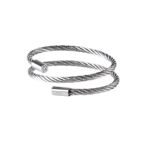 BG003W B.Tiff Double Wrapped Cable Bangle Bracelet