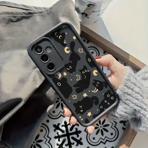 Phone Case: New Black Phone Case Featuring a Black Cat And Moon Design for Samsung Galaxy S26 S25 S24 S23 S22 S21 Fe Plus Ultra A13 A14 A15 A16 A17 A33 A34 A35 A36 A52 A53 A54 Note20