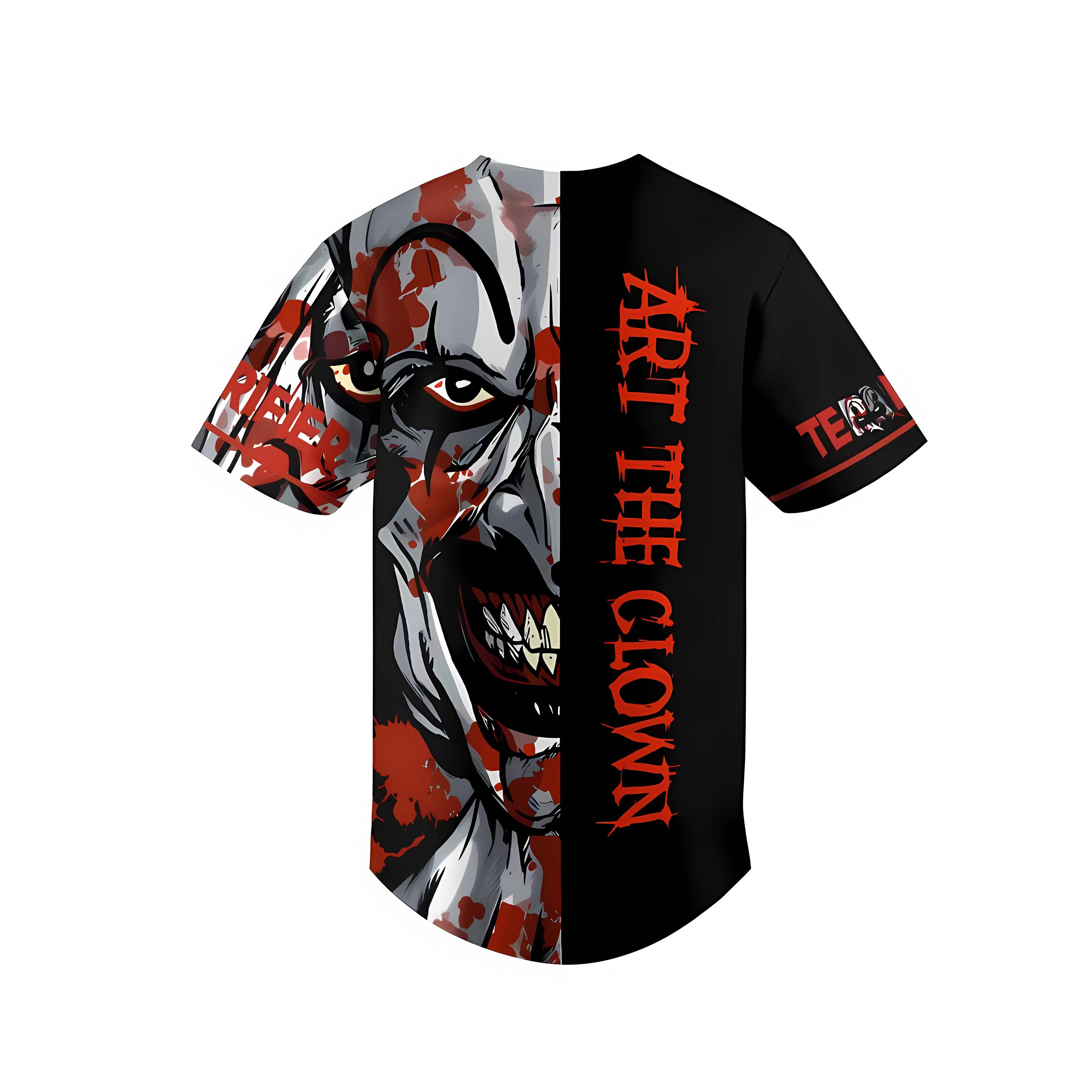 Horror Wild Baseball Shirt - Clown Movie Printed Baseball Shirt, Horror Movie Sports Shirt, 3D unisex baseball shirt, suitable for men to wear. Men's Gift Women's Gift Valentine's Day