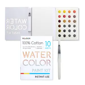 MEEDEN Watercolor Paint Set - 24 Colors Painting Supplies with 10 Watercolor Papers & Brush, Portable Art Paint Kit Perfect as Travel Set for Outdoor Artist