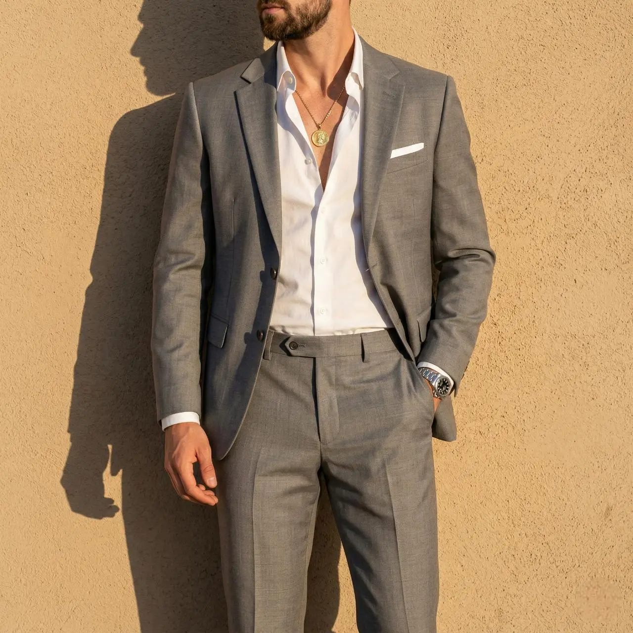 Douglas & Grahame Men's Classic Fit 2-Piece Wool Suit (98% Wool), Jacket Pants Set, Free Tie, Formal Business Wedding Casual Set, Suitable for Various Office and Formal Occasions, office work clothes, formal outfits men, western style menswear. Longsleeve