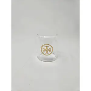 TORY BURCH Clear Resin Gold tone Miller Cuff Wide Bracelet