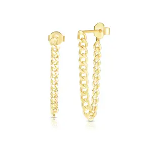 Cuban Chain Link Drop Stud Earring