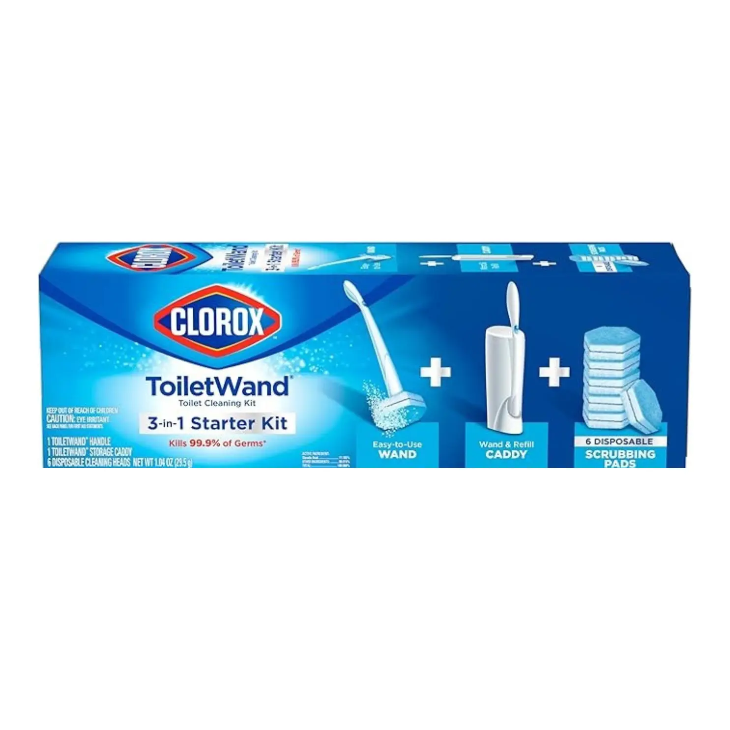 Clorox ToiletWand Toilet Cleaning Kit, ToiletWand, Caddy and 6 Refills, Pack of 6 (Pack May Vary) Brush Disposable