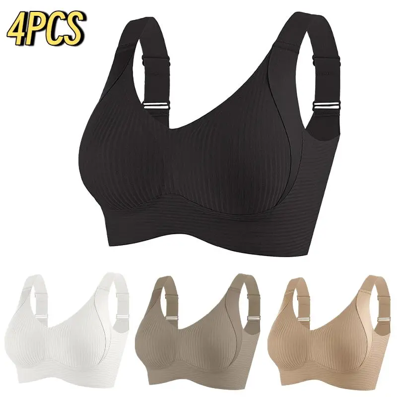 EssElegance Women's Solid Wireless Bra, Comfortable Breathable Push Up Bra, Softness Lightweight Lingerie for All Seasons