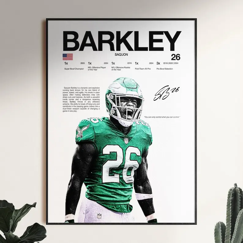 [Unframed] Saquon Barkley Poster, NFL Wall Print, Football Digital , NFL Poster Print, Sports Decor, Philadelphia Eagles Poster, NFL Gift